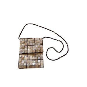 Mod By Design Hand Beaded Mother Of Pearl Crossbody Bag Brown One Size Glam Boho
